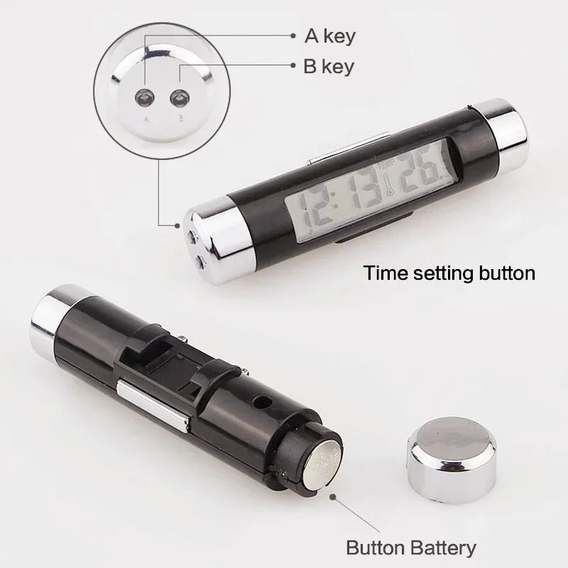NEW Car Digital Clock &amp; Temperature Display Electronic Clock Thermometer Auto Electronic Clock