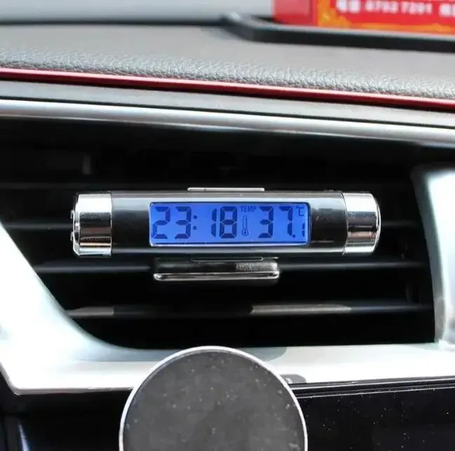 NEW Car Digital Clock &amp; Temperature Display Electronic Clock Thermometer Auto Electronic Clock