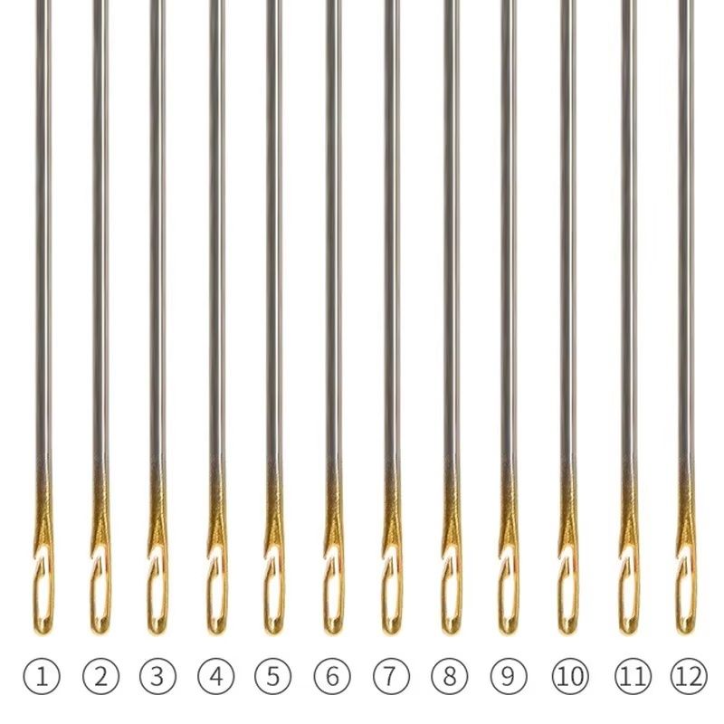 30pcs Blind Sewing Needle Elderly Stainless Steel Quick Automatic Self-Threading Needle Stitching Pins DIY Punch Needle Threader