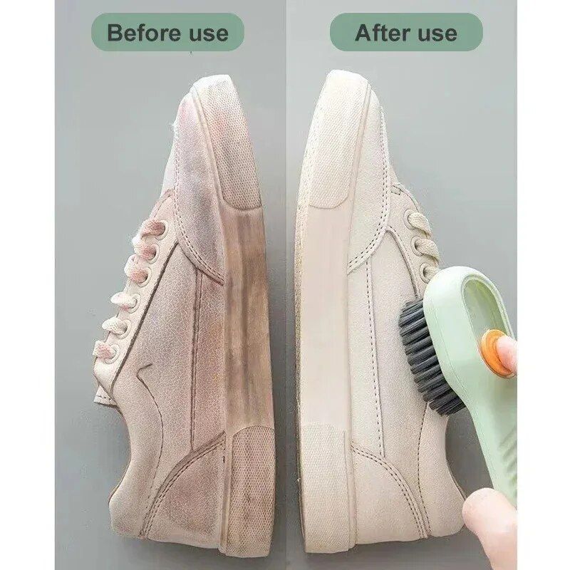 Multi-function automatic spot shoe brush soft hair hand pressure hanging hole suitable for clothing carpet plastic handles