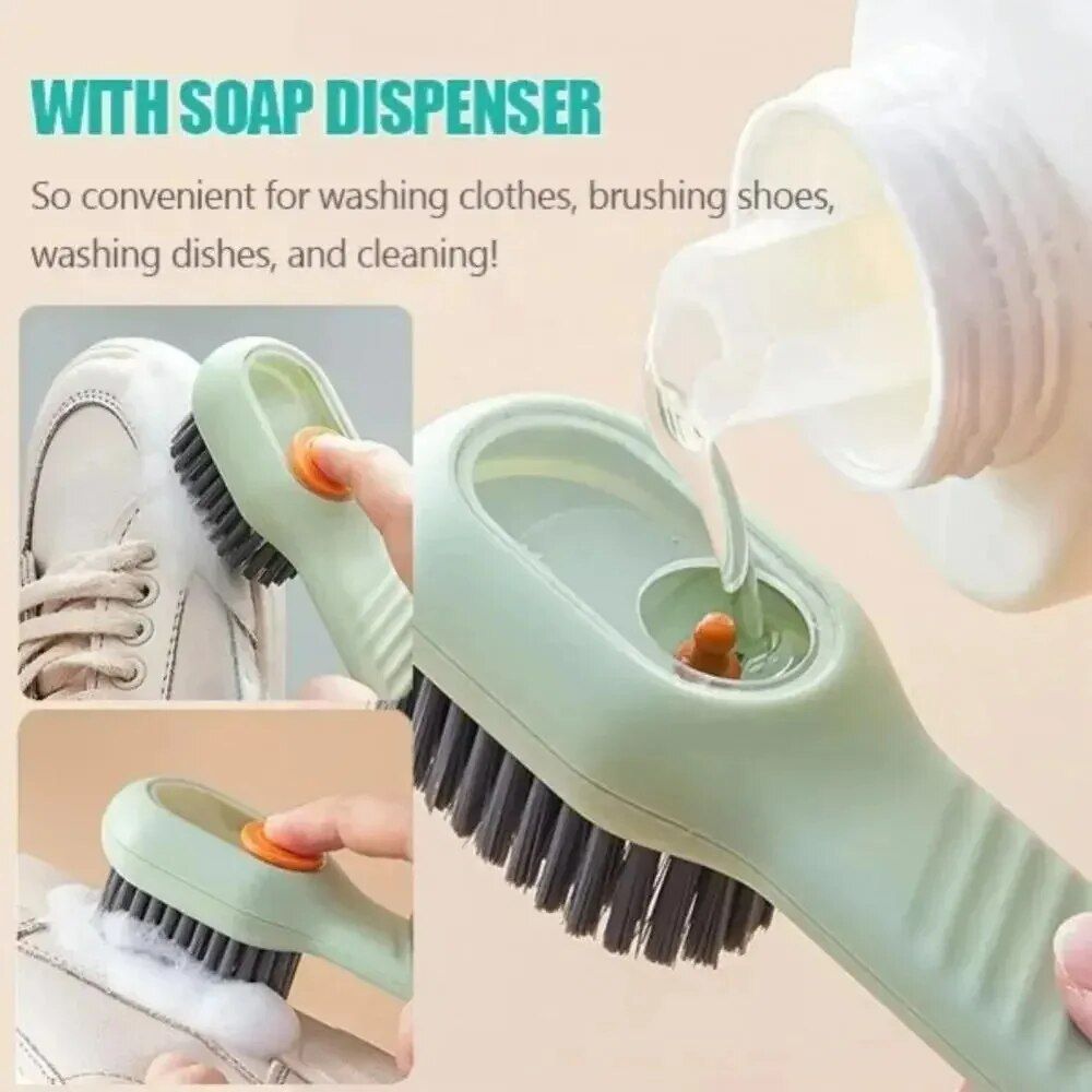 Multi-function automatic spot shoe brush soft hair hand pressure hanging hole suitable for clothing carpet plastic handles