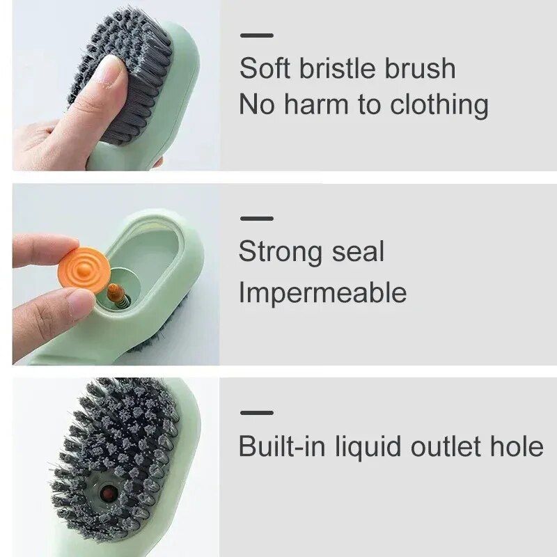 Multi-function automatic spot shoe brush soft hair hand pressure hanging hole suitable for clothing carpet plastic handles