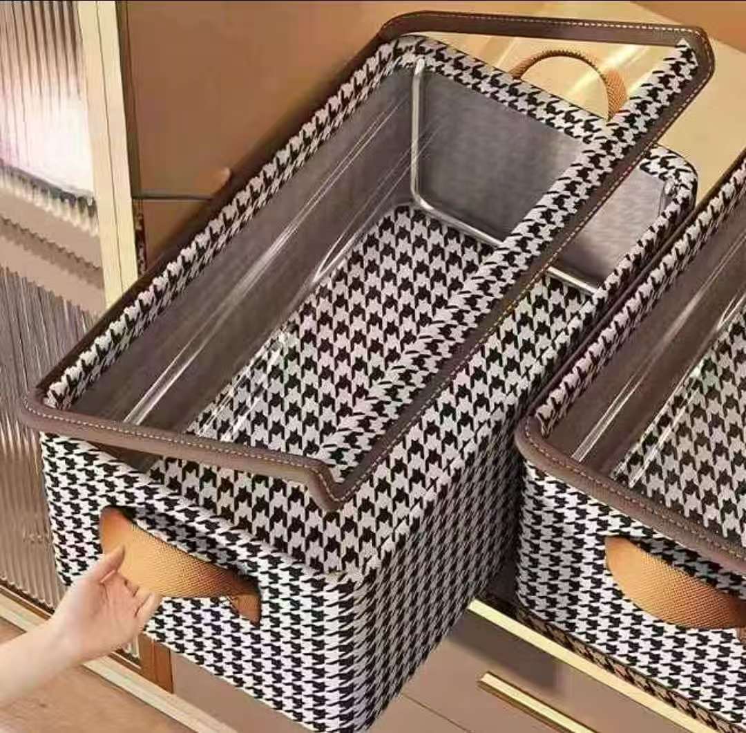 Non Woven Checked Wardrobe Organizer Jeans Organizer Clothes Storage Basket Clothes Organizer