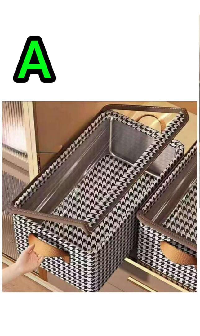 Non Woven Checked Wardrobe Organizer Jeans Organizer Clothes Storage Basket Clothes Organizer