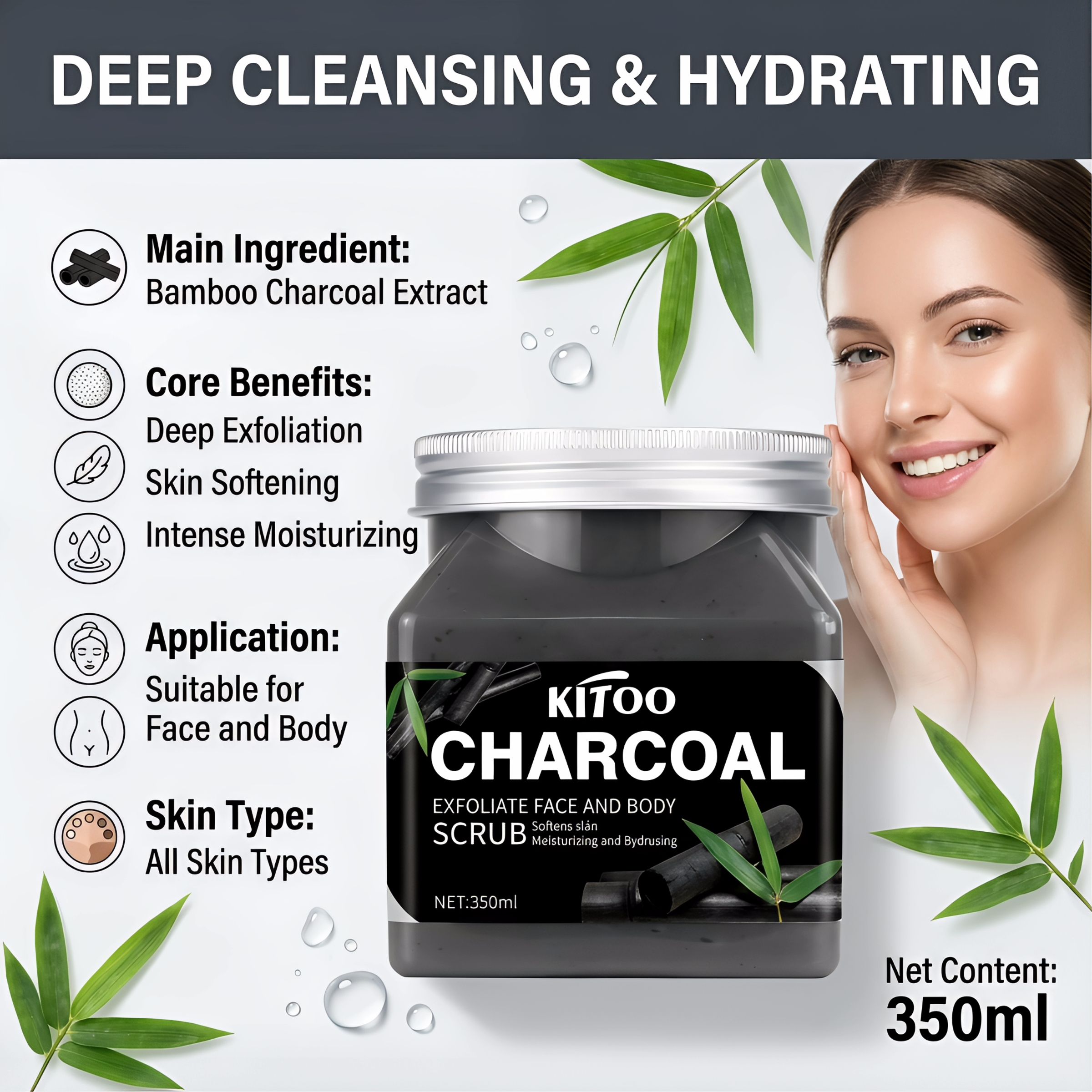 Kitoo Bamboo Charcoal Scrub