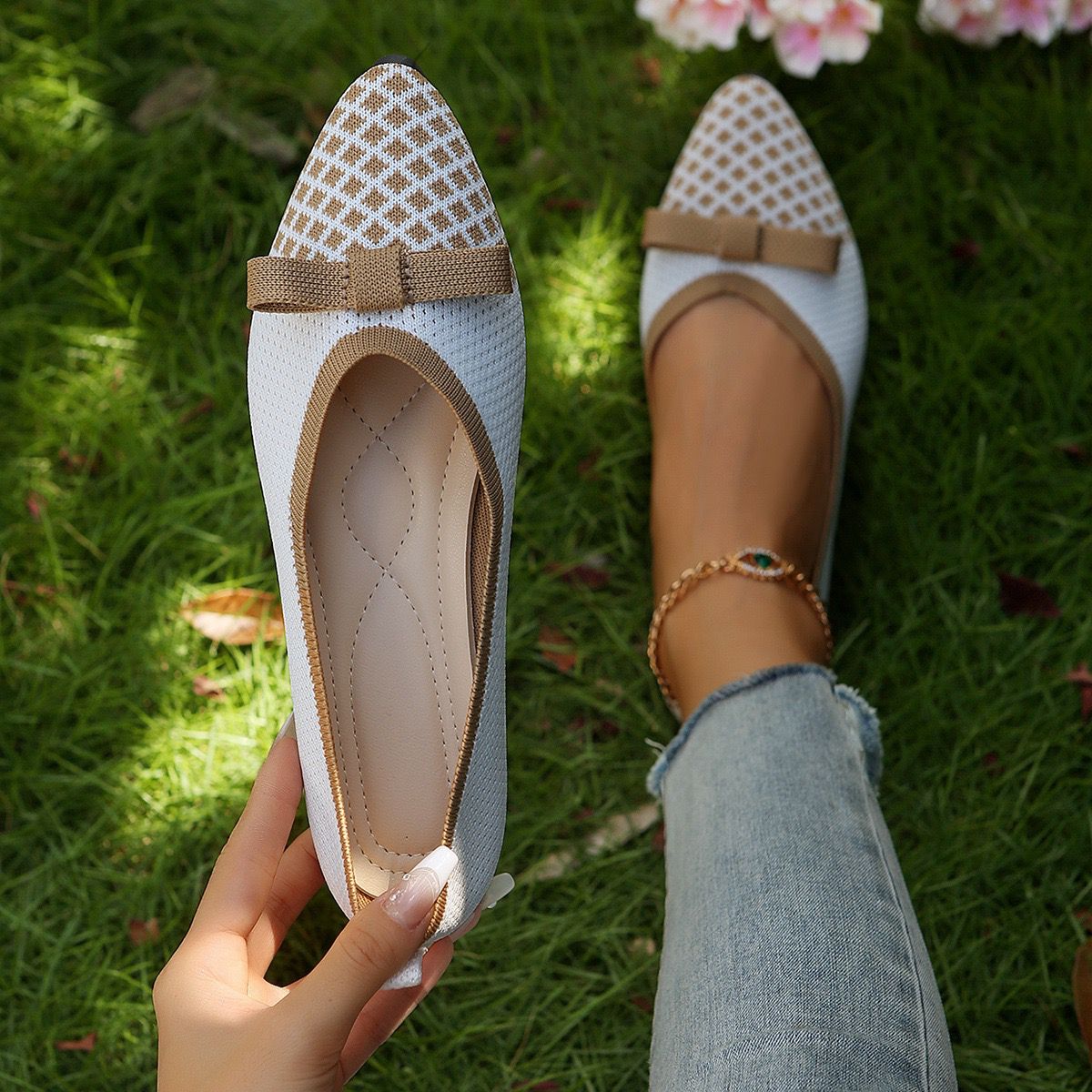 BIG SIZE 37-43 single shoes frosted European and American round toe flat sole casual brick inlaid large size single shoes women's foreign trade women's single shoes ladys shoes loafers