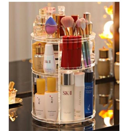 Cosmetic storage box rotatative rack.