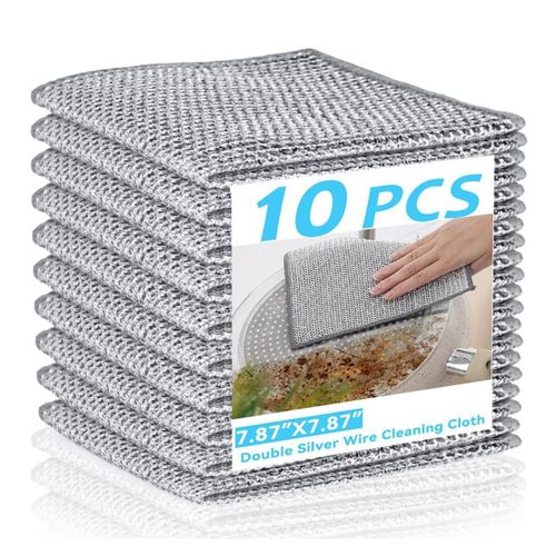10PCS Set Non-Scratch Steel Wool Dishcloth - Multi Purpose Wire Dishwashing Rags Kitchen Towels And Dishcloths Sets Durable Cleaning Pads Bathroom Home Essentials Cleaning Supplies Tools
