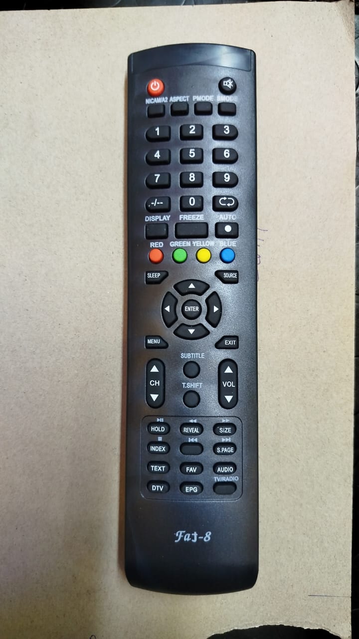 Universal TV Remote Control FAT-8A |with a free pair of batteries  Works with Aiwa, UKA, Bruhm, Royal, Syinix, Mooka & More | Plug & Play