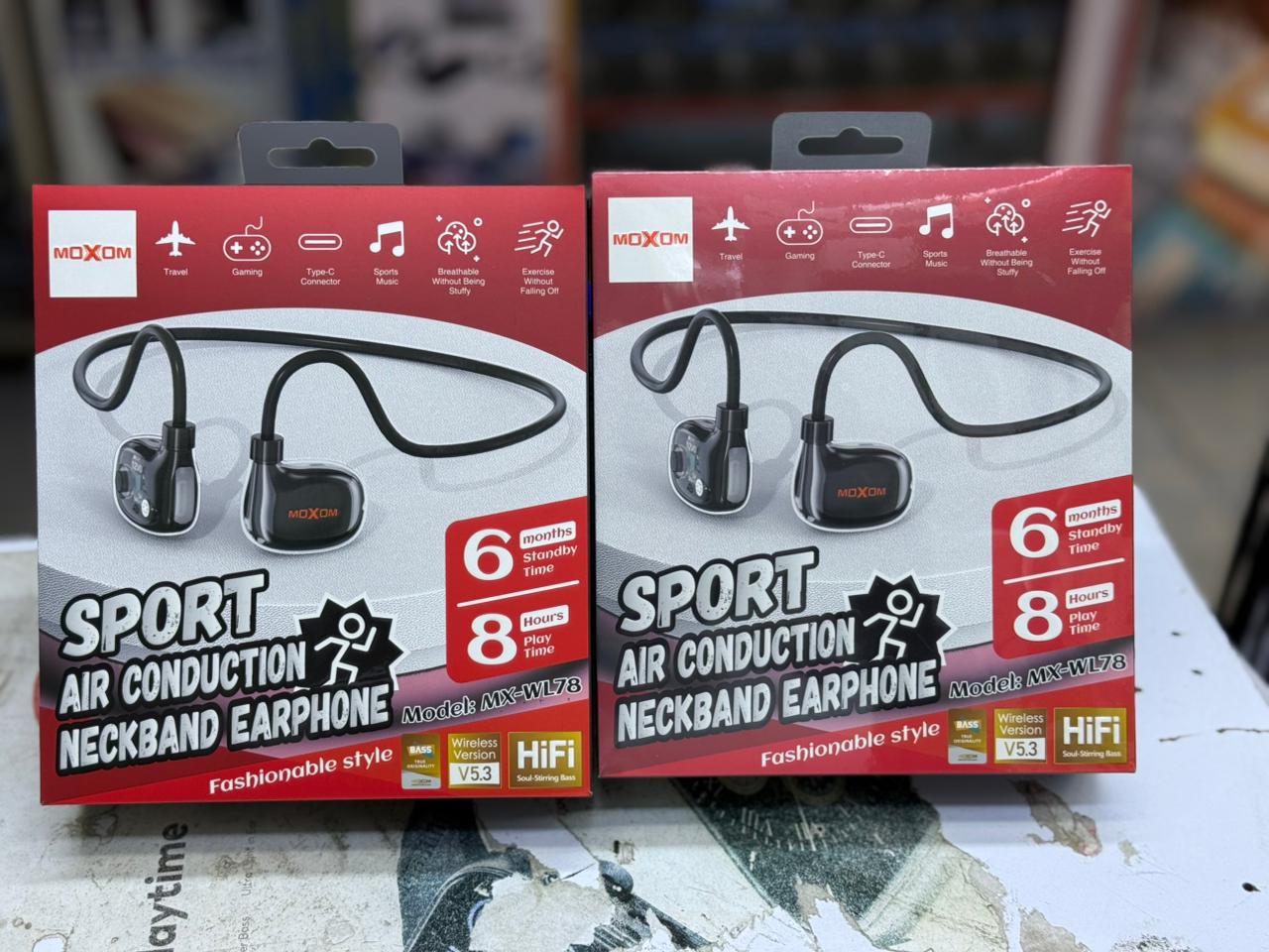 MOXOM Sport Air Conduction Neckband Earphone — Model MX-WL78 | Wireless Bluetooth Headset for Sports, Calls & Music