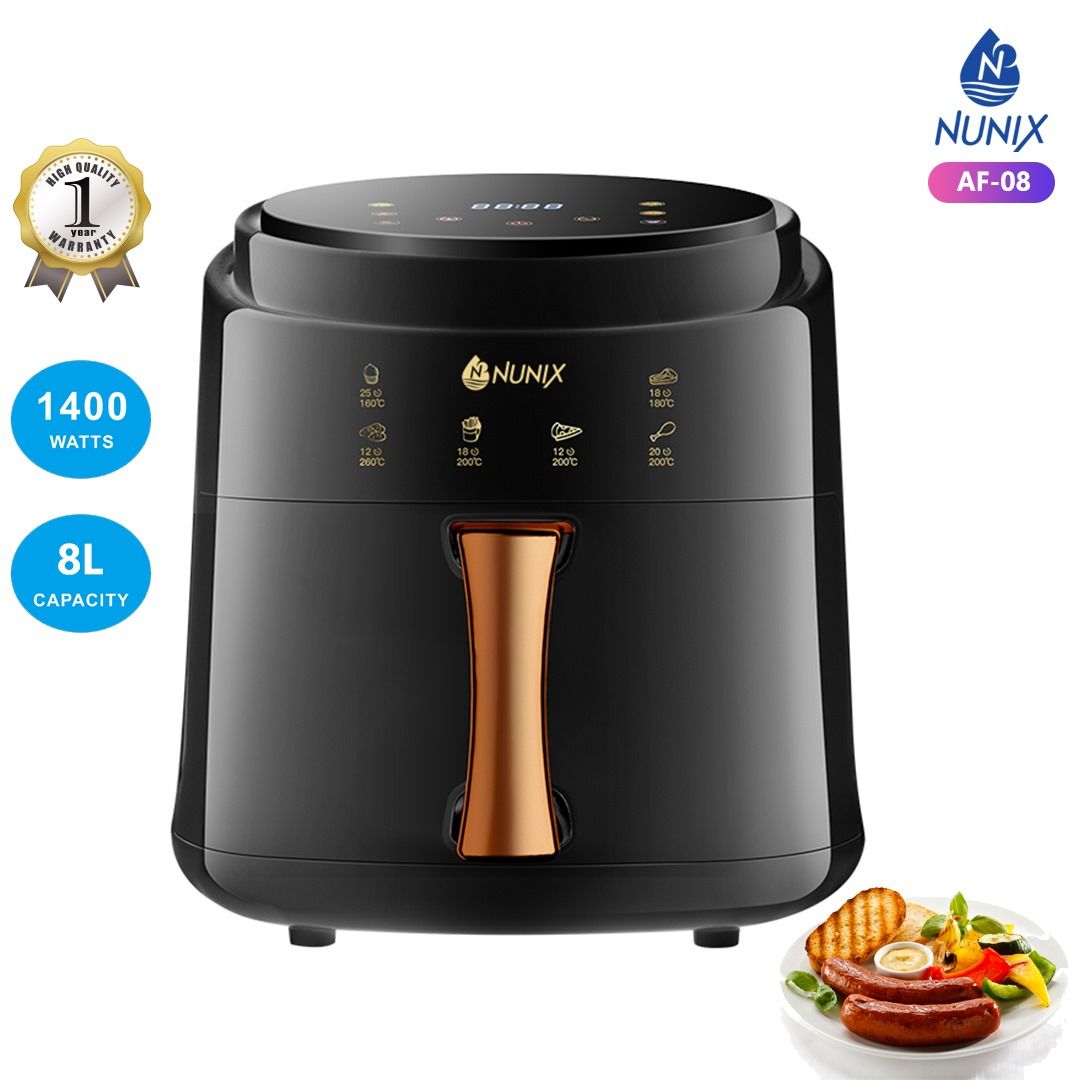 8 LITRES NUNIX AIRFRYER – BIG CAPACITY, HEALTHY CRISPY RESULTS
Discover smarter, healthier cooking with the 8L Nunix Airfryer. Designed for families and everyday convenience, it delivers fast, even co