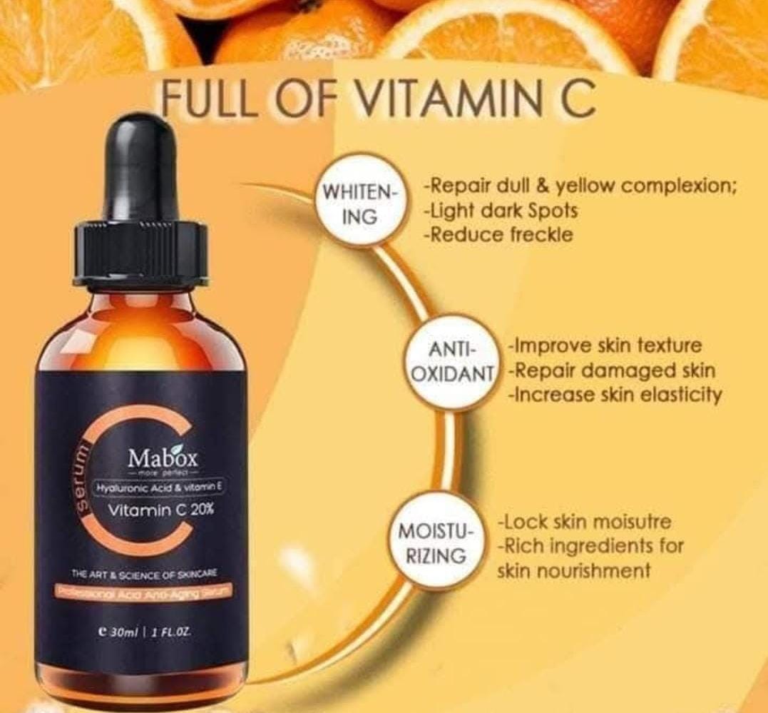 Mabox Vitamin C 20%, Hyaluronic Acid,Vitamin E Anti Aging Serum-30ml.