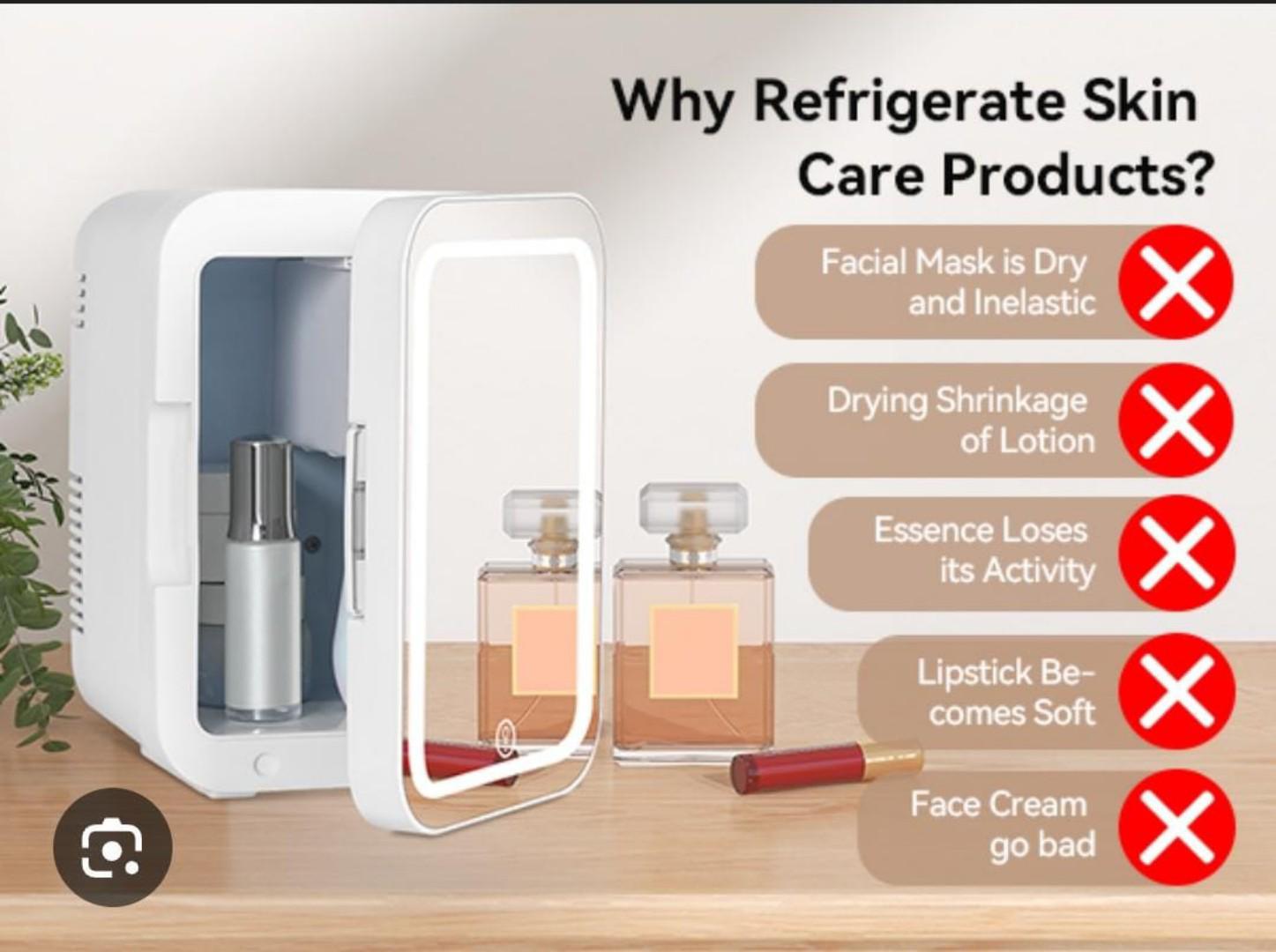 4L Portable Beauty car fridge with mirror and duo power option (car cigar DC power or AC power) now available in white or pink colour