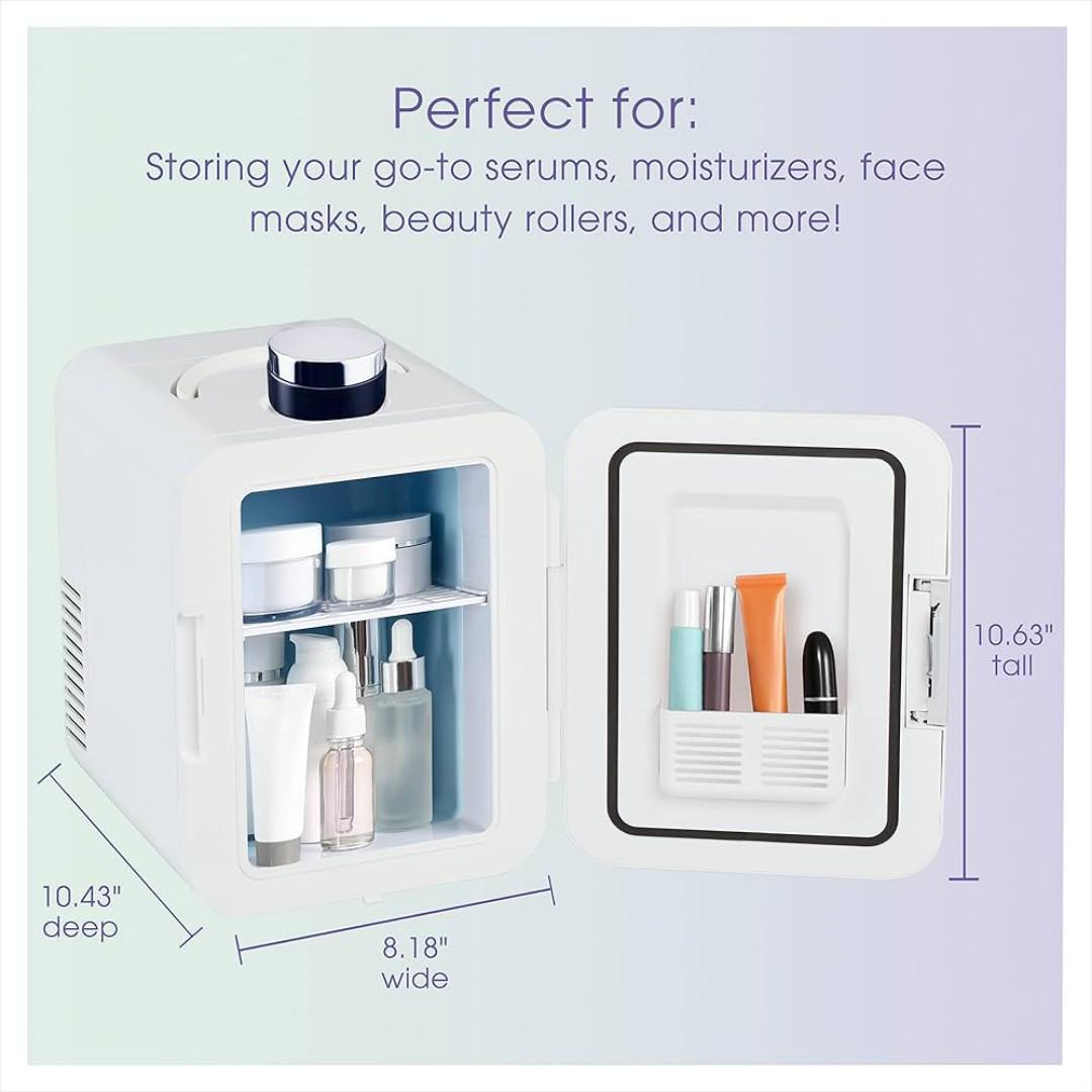 4L Portable Beauty car fridge with mirror and duo power option (car cigar DC power or AC power) now available in white or pink colour