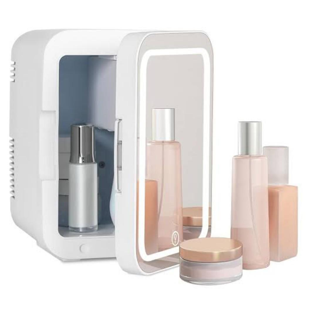 4L Portable Beauty car fridge with mirror and duo power option (car cigar DC power or AC power) now available in white or pink colour