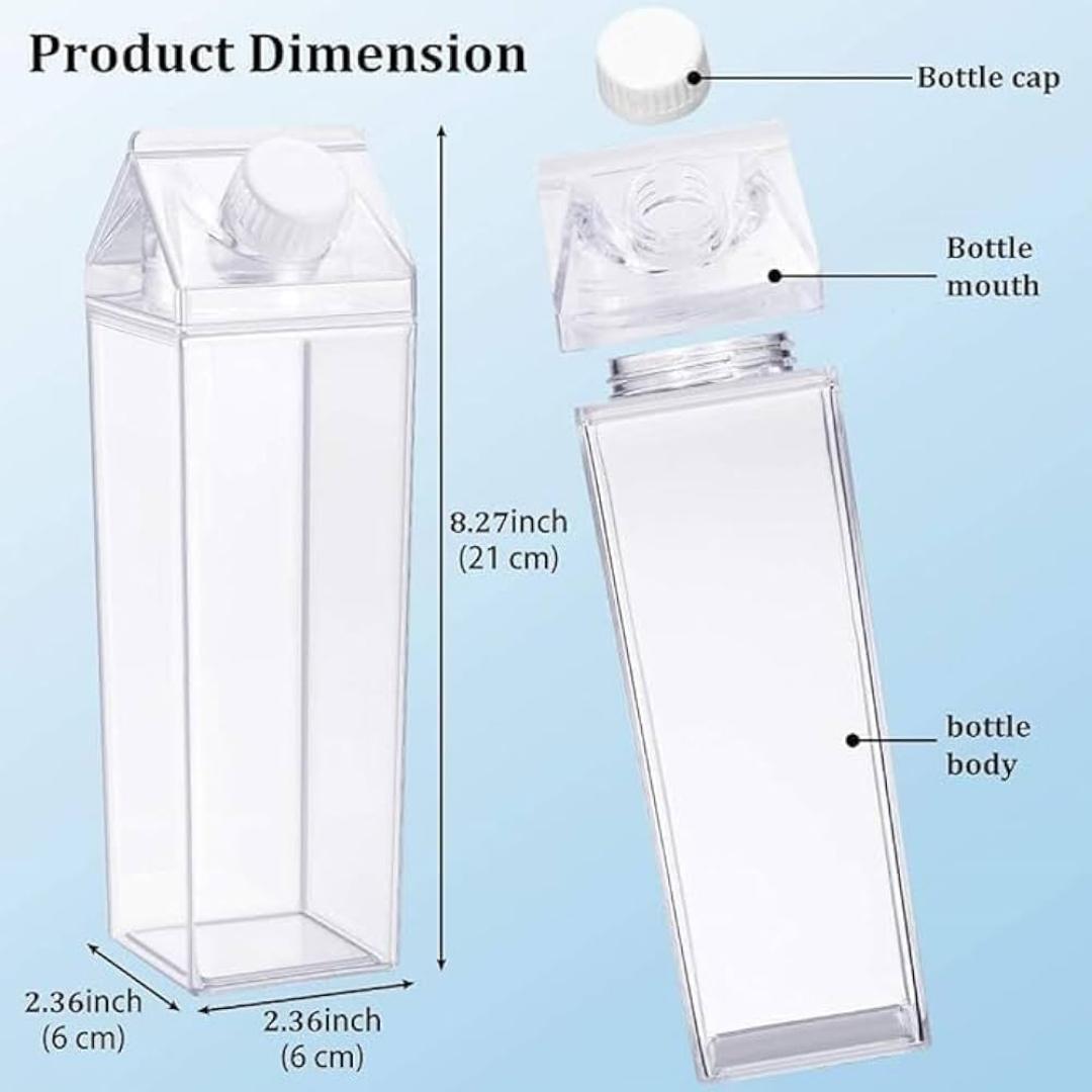 1L acrylic fridge bottle with tight duo lid available in 3 1options clear , milk ,  strawberry design