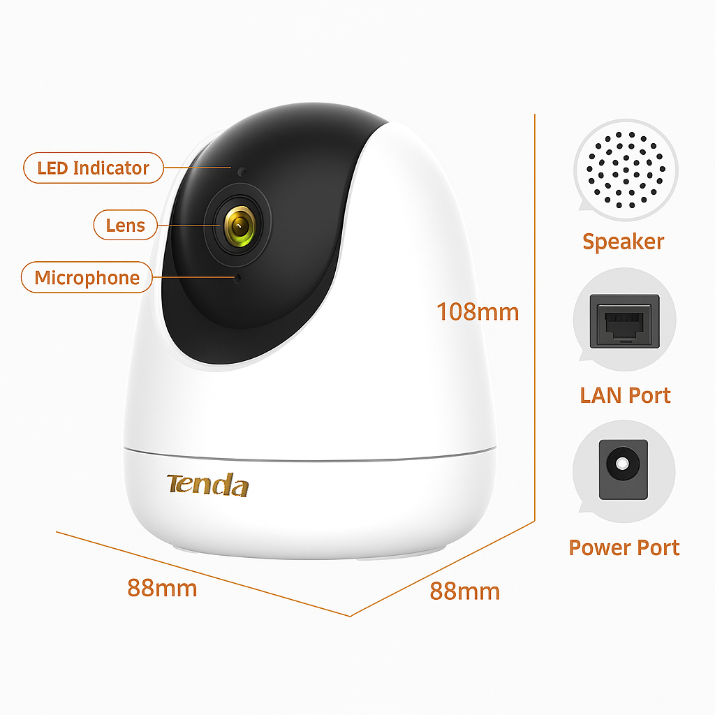 📸 Tenda CP3 Pro 2K | 3MP Wi-Fi 6 Indoor Smart Security Camera | AI Human Detection | 360° Pan/Tilt | Two-Way Audio | Auto Patrol – Smart Protection Made Easy!
