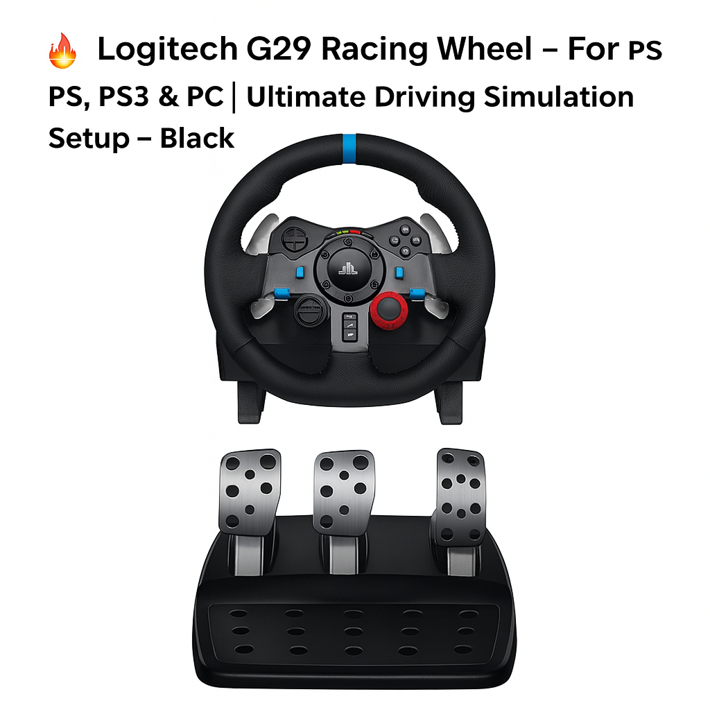 🔥 Logitech G29 Racing Wheel – For PS5, PS4, PS3 & PC | Ultimate Driving Simulation Setup – Black