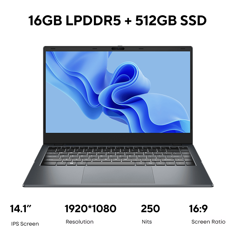 Brand new laptop Chuwi Gemibook XPro N150 ultrabook: (2X faster i7 7th), 16GB+512GB SSD, 14" Full HD Ultrabook with Long Battery Life & Free Win 11 system WiFi6 Bluetooth 5.2 HP