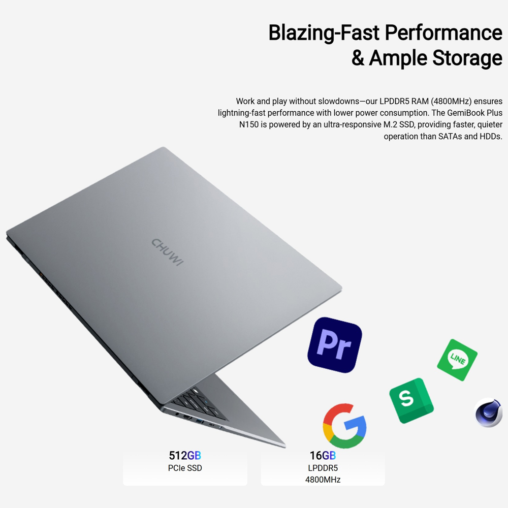 Brand new Chuwi Gemibook Plus N150 ultrabook: (2X faster i7 7th), 16GB+512GB SSD, 15.6" Full HD Ultrabook with Long Battery Life & Free Win 11 system WiFi6 Bluetooth 5.2 HP Dell Asus Lenovo Killer