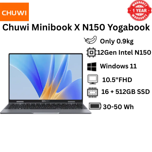 Brand new Chuwi Minibook X  N150 Yogabook: (2X faster i7 7th), 16GB+512GB SSD, 10.5" Full HD Yogabook with Long Battery Life & Free Win 11 system WiFi6 Bluetooth 5.2 HP Dell Asus Lenovo Killer
