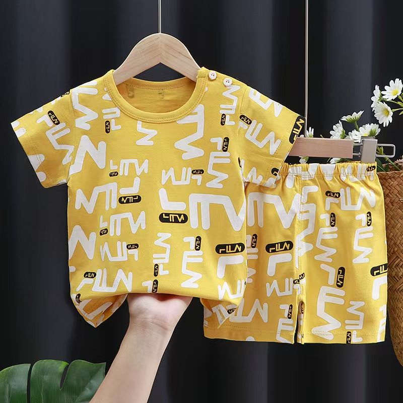 Baby Boys Summer Clothing Sets Children Cotton T-shirt+pants 0-3Year Toddler Kid Sport Outfits Kids Girl Cute Homewear Style1 80cm