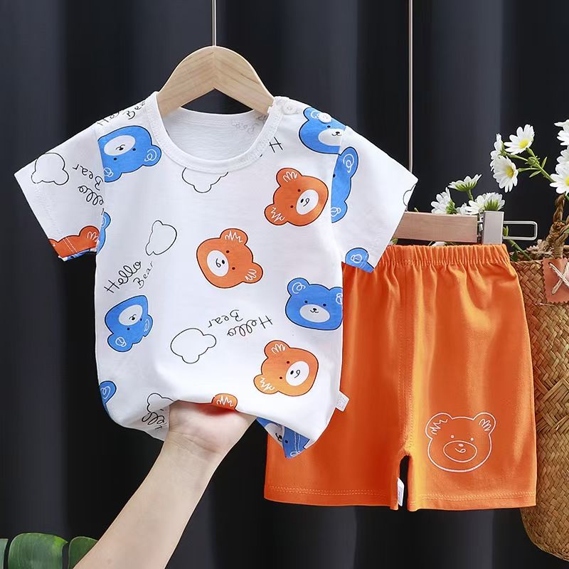 Baby Boys Summer Clothing Sets Children Cotton T-shirt+pants 0-3Year Toddler Kid Sport Outfits Kids Girl Cute Homewear Style1 80cm
