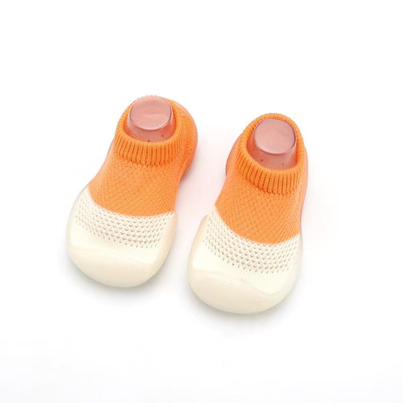 Newborn Baby Boy Shoes Embroidery Pattern Nonslip Floor Socks Kids Girls Soft Rubber Sole Crib Toddler Booties Child Sneakers Orange 18