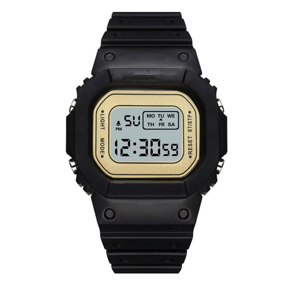 Sports Watch Boys Girls Student LED Electronic Watch Men Women Square Digital Watches Analog Digital Military Army Sport LED Waterproof Wrist Watch Rubber Clock Black one size