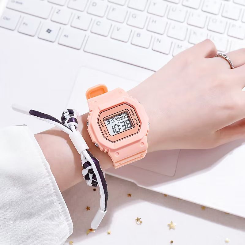 Sports Watch Boys Girls Student LED Electronic Watch Men Women Square Digital Watches Analog Digital Military Army Sport LED Waterproof Wrist Watch Rubber Clock Black one size