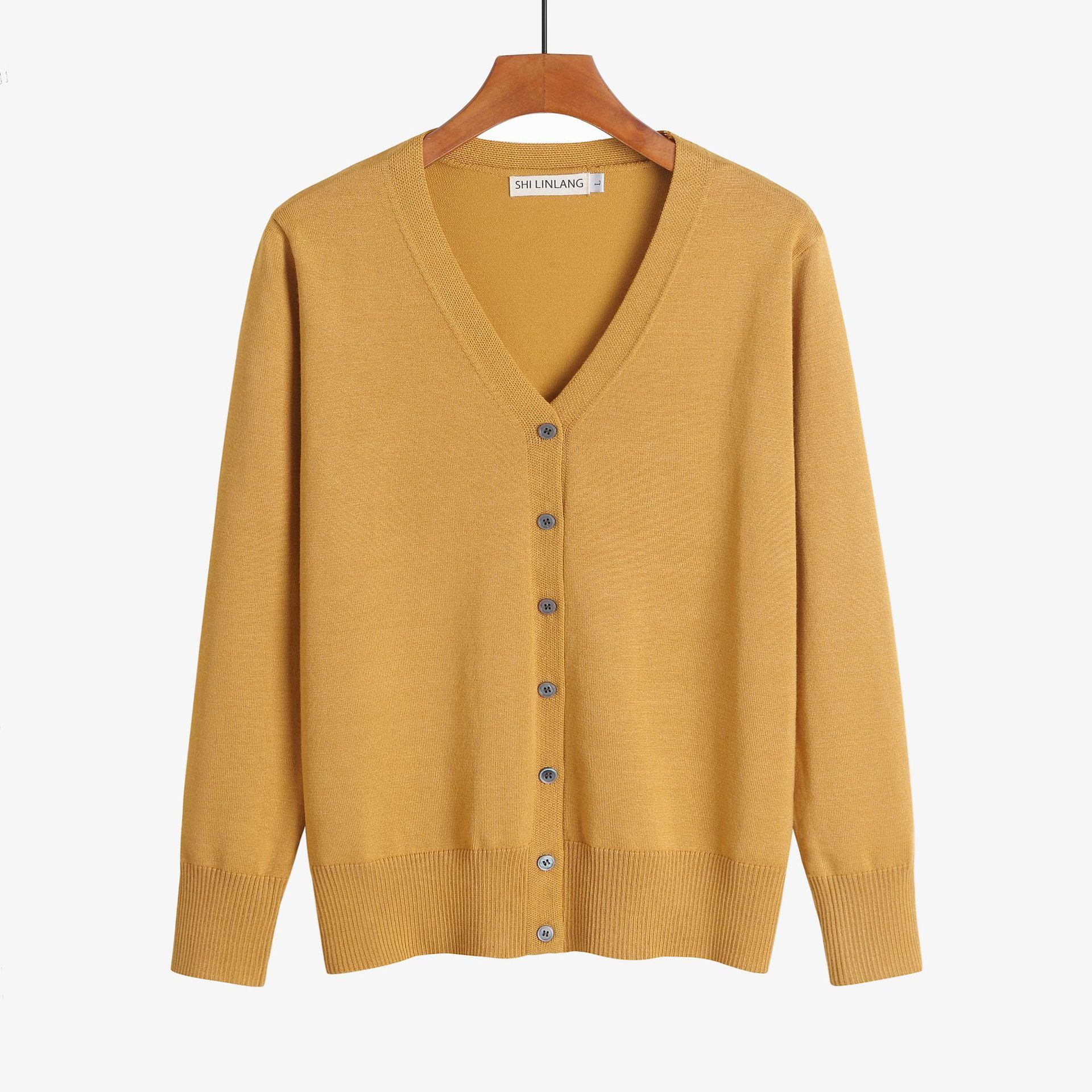 2025 Spring Clothing Long Sleeve Knitted Sweater Solid Color Simple Temperament Cardigan External Wear Women's Sweater Large Coat 200 pounds White M
