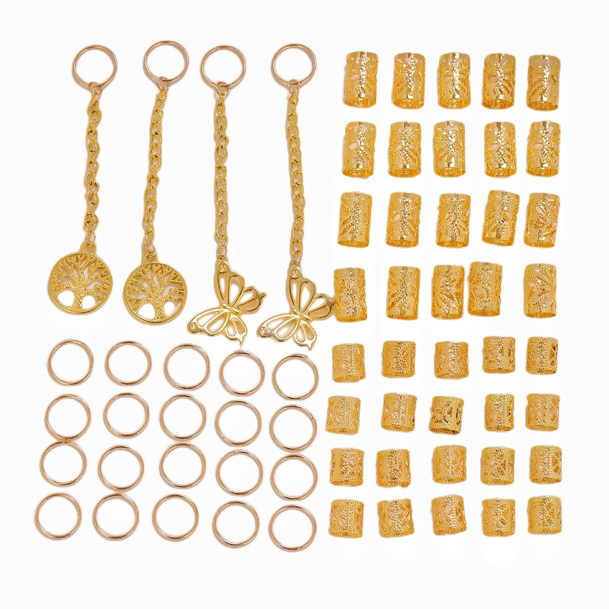 64PCS DIY wig dreadlocks accessories Reggae braid iron hollowed-out Sun hair extensions decorative hair fasteners