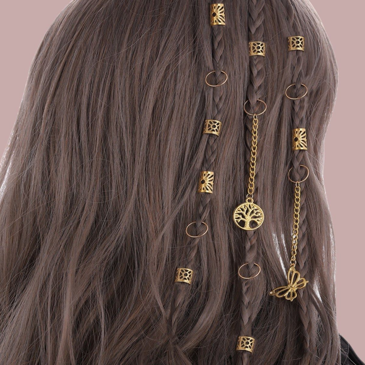 64PCS DIY wig dreadlocks accessories Reggae braid iron hollowed-out Sun hair extensions decorative hair fasteners