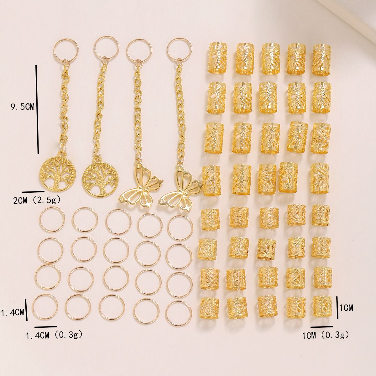 64PCS DIY wig dreadlocks accessories Reggae braid iron hollowed-out Sun hair extensions decorative hair fasteners
