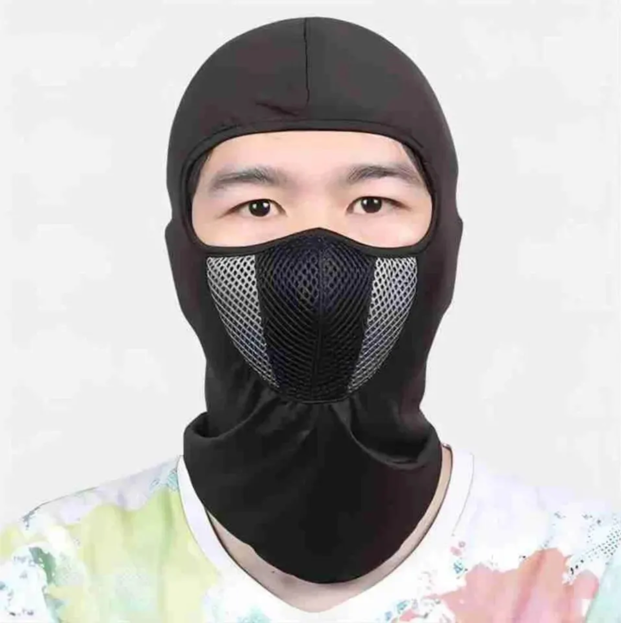 CJ House Breathable Balaclava Motorcycle Full Face Masks Skullies Cap Hat Motocross Motorbike Helmet Moto Riding Neck Face Hood Moto Mask Black onev size