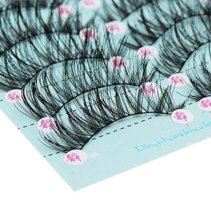10 Pairs Natural Soft Imported Silk Protein Cross Long Messy Eye Lash Extension Cosmetic Tool False Eyelashes