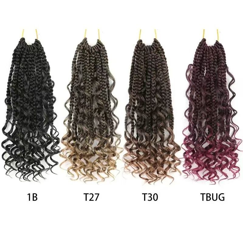 Goddess Boho Box Braids 14 inches 16 pieces three-strand braids princess European and American style dreadlocks color 1 medium lenght