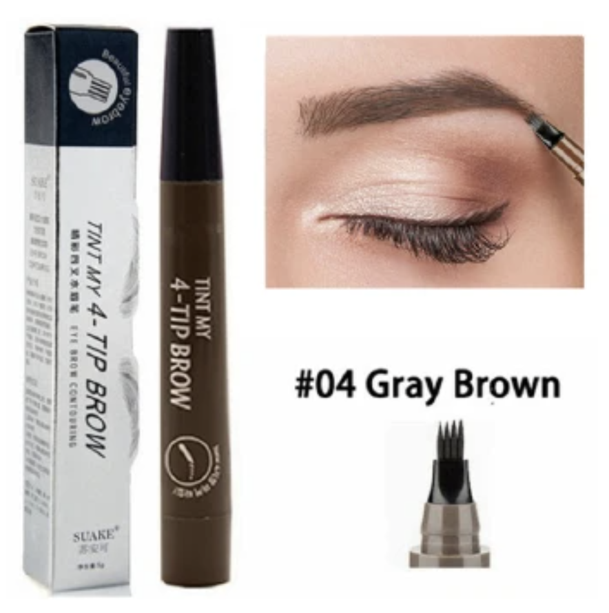 4 Tip Microblading Tattoo Eyebrow Pencil Brow Tattoo Pen Paint Makeup Eyebrows Waterproof Gray Brown Black One size view 4