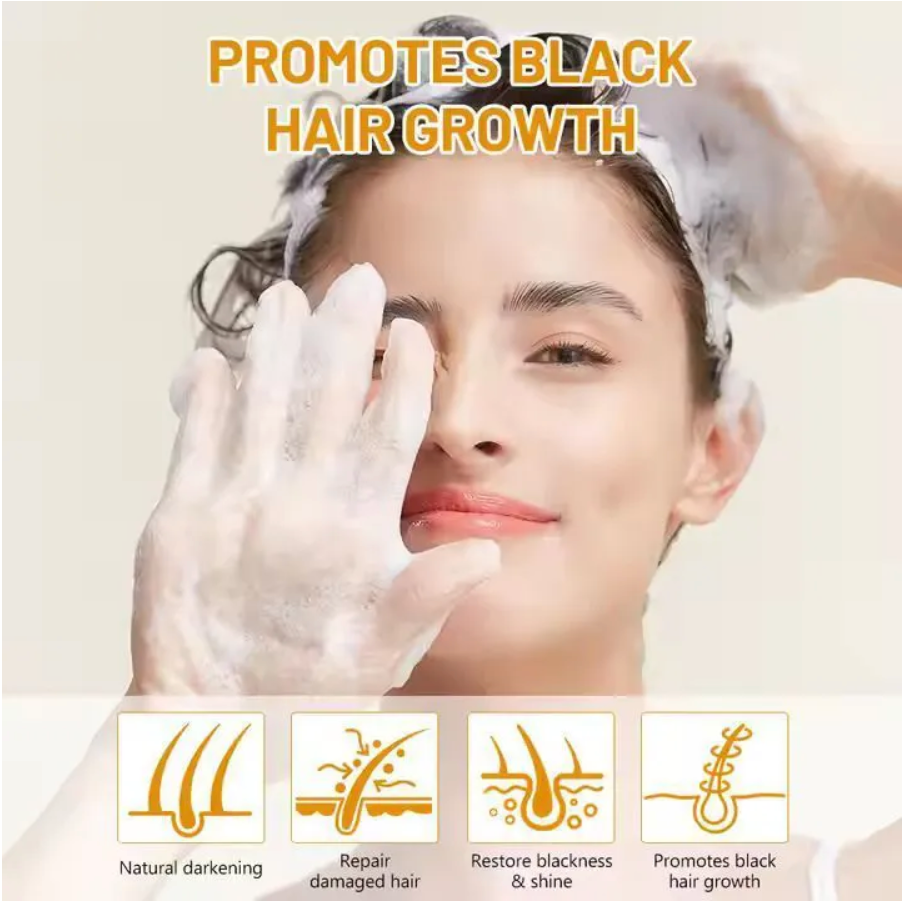 Disaar Ginseng Black Soap Promotes Anti-Grey Hair Darkening Repairs Damaged Hair and Enhances Black Hair Growth Products Basic Cleaning, Hair Natural Darkening Black One size