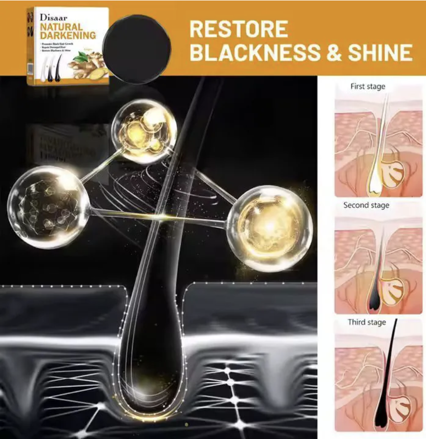 Disaar Ginseng Black Soap Promotes Anti-Grey Hair Darkening Repairs Damaged Hair and Enhances Black Hair Growth Products Basic Cleaning, Hair Natural Darkening Black One size