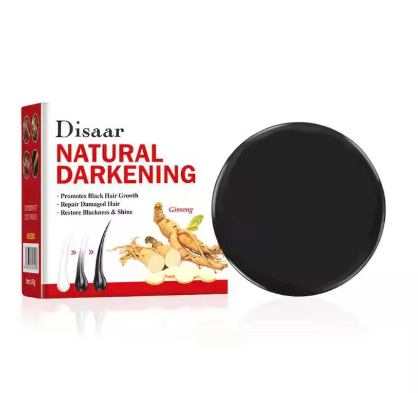 Disaar Ginseng Black Soap Promotes Anti-Grey Hair Darkening Repairs Damaged Hair and Enhances Black Hair Growth Products Basic Cleaning, Hair Natural Darkening Black One size