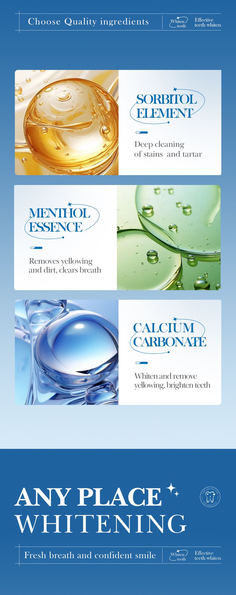 Hydroxyapatite whitening toothpaste, yellowing, toothstain removal, deodorization, cool and anti-cavity toothpaste White One pack