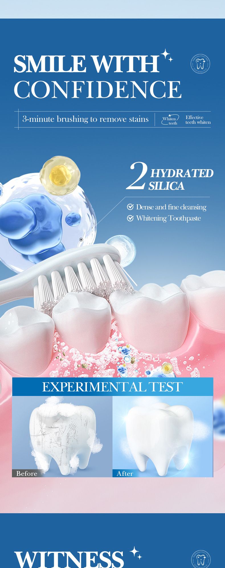 Hydroxyapatite whitening toothpaste, yellowing, toothstain removal, deodorization, cool and anti-cavity toothpaste White One pack