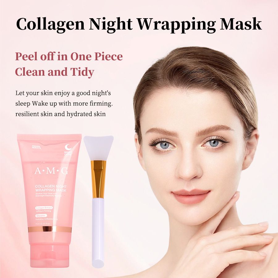75ml Collagen Peel-off Mask, Night Wrapping Facial Mud Firming mask Daily Face Skincare Deep Cleaning Skin-Peeling Off Covers