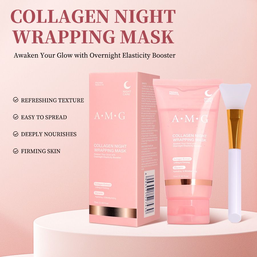 75ml Collagen Peel-off Mask, Night Wrapping Facial Mud Firming mask Daily Face Skincare Deep Cleaning Skin-Peeling Off Covers