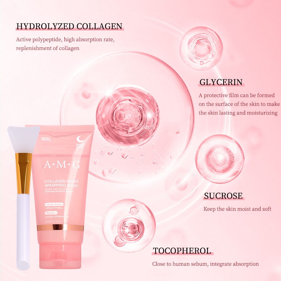 75ml Collagen Peel-off Mask, Night Wrapping Facial Mud Firming mask Daily Face Skincare Deep Cleaning Skin-Peeling Off Covers