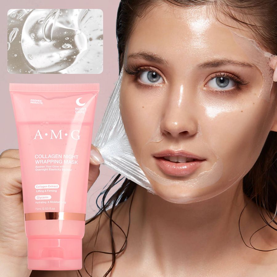 75ml Collagen Peel-off Mask, Night Wrapping Facial Mud Firming mask Daily Face Skincare Deep Cleaning Skin-Peeling Off Covers