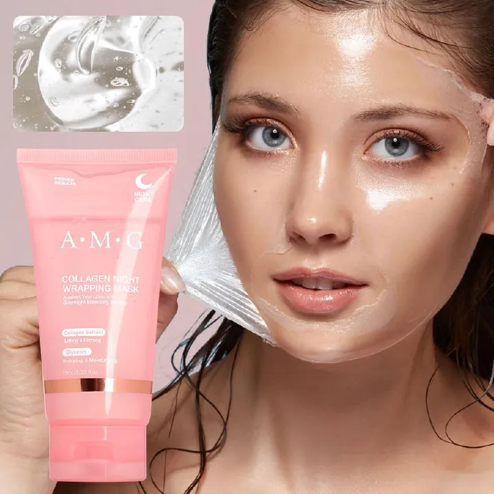 75ml Collagen Peel-off Mask, Night Wrapping Facial Mud Firming mask Daily Face Skincare Deep Cleaning Skin-Peeling Off Covers