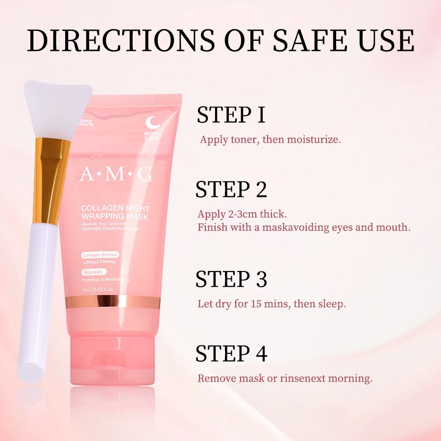 75ml Collagen Peel-off Mask, Night Wrapping Facial Mud Firming mask Daily Face Skincare Deep Cleaning Skin-Peeling Off Covers