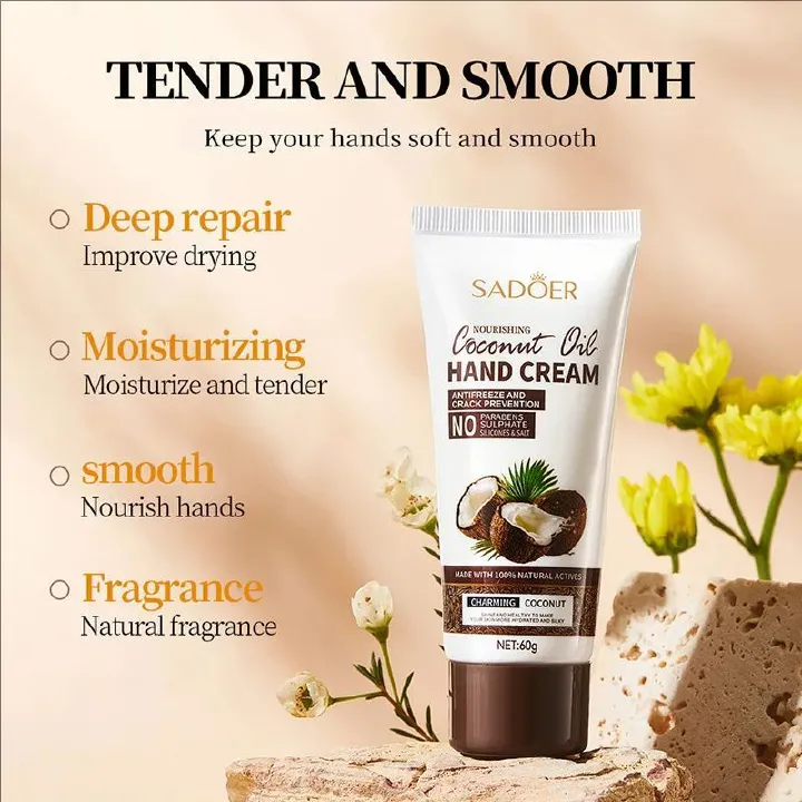 Coconut Hydrating, Moisturizing, Anti-Cracking And Nourishing Hand Cream,Coconut Hand CreamAnti Crack Coconut Oil Drying Repair Serum Fade Fine Lines Exfoliating Whiten Moisturizing Skin Care 60g